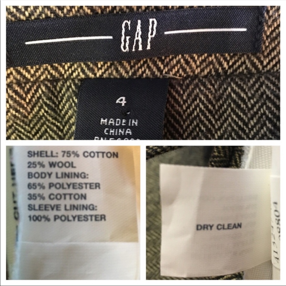 Gap Wool Blend Herringbone Pattern Blazer Sz 4 - image 8